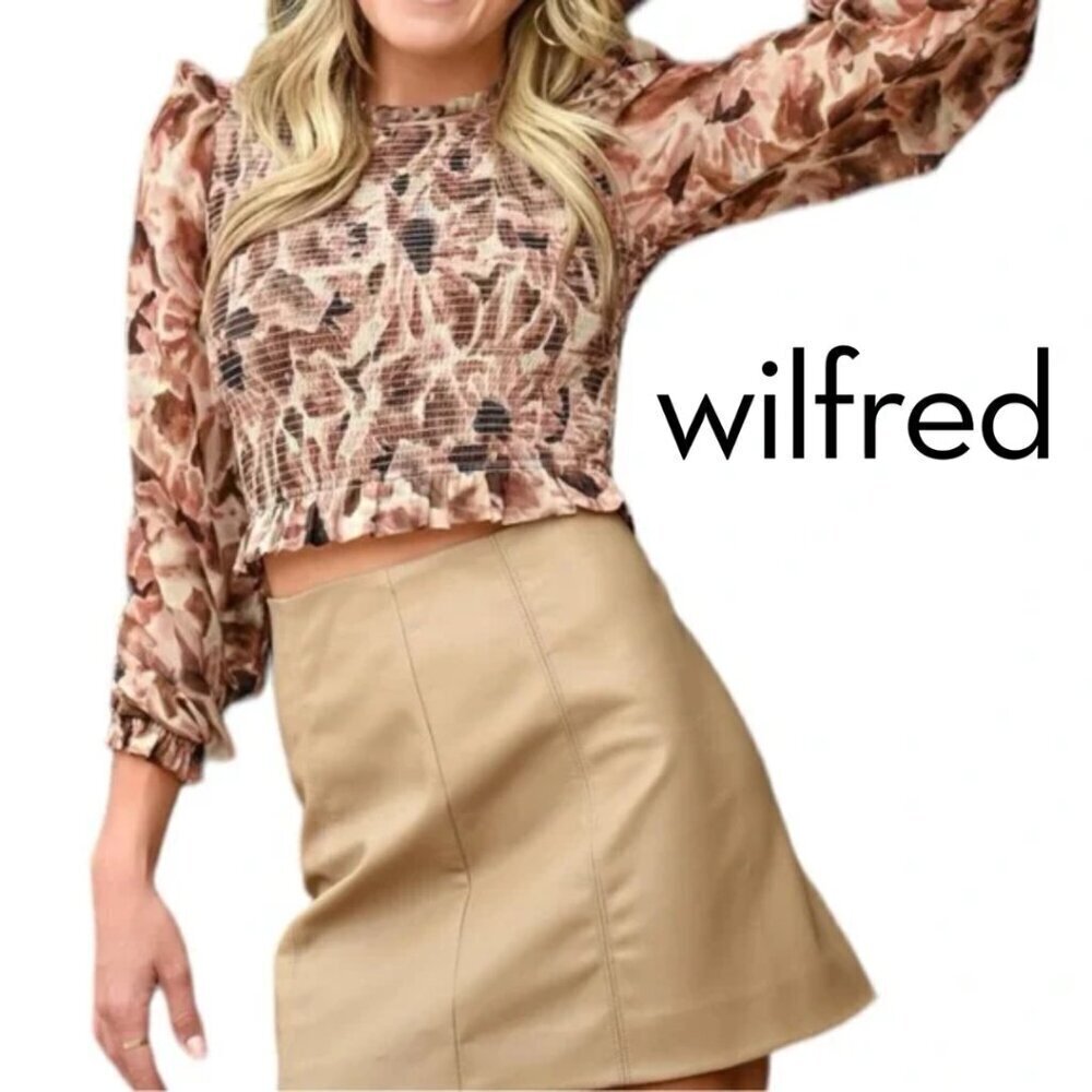 Wilfred Tempest Blouse | Birch/Vintage Fade | Size Medium | Aritzia Smocked Top
